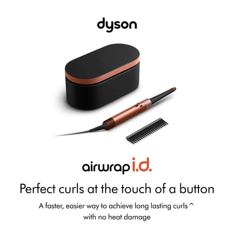 Airwrap I.D. Multi Styler 6-In-1 Hair Tool With App Control and case shown next to a comb on white background.