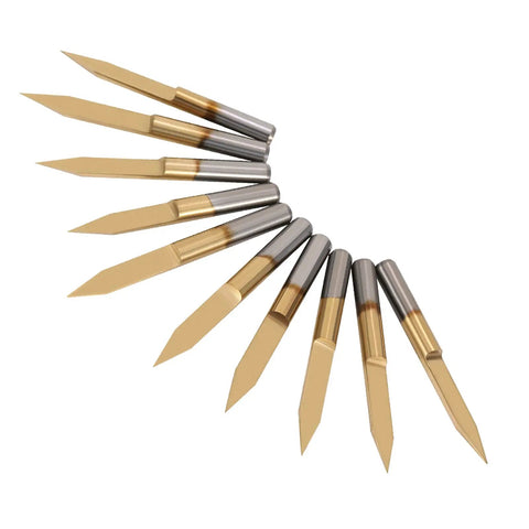 Cool Set Of 10 Pieces Engraver Bits With Coated Carbide And 30 Degree Tips, 3.175mm shank for CNC router wood plastic carving.