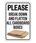 Metal Cardboard Recycle Sign 8 By 12 Inches Tough As Nails Heavy Duty All Weather Outdoor Indoor Durable Black And White Design Waterproof UV Resistant Dust Proof For Home And Shop Use showing stacked cardboard boxes