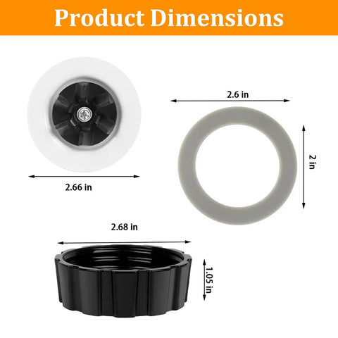 Replacement Blender Parts Kit With Blades Gasket Base Cap And 2 Rubber O Ring Sealing Rings For Most Blenders Dimensions