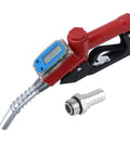 Digital Gasoline Nozzle Flow Meter For Precise Fuel Transfer At Gas Stations And Factories Accurate Measurement With Four Units Liters Gallons Pints Quarts Easy Gun Style Oil Pump Gauge For Quick Readouts, red nozzle