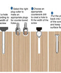 Must Have 23 Piece Woodworking Chamfer Countersink Drill Bit Set With Hex Shank HSS diagram showing drill hole steps.