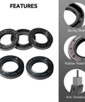 5 pcs rotary shaft seals with double lip and spring, 25mm x 42mm x 7mm, nitrile rubber, black