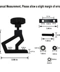 High Lift Jack Hood Mounting Bracket Kit For Jeep Wrangler JK 2007 To 2018 with dimensions shown and included hardware.
