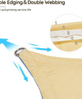 Close-up of Outdoor Shade Sail 185GSM Polyester Fabric With 98 Percent UV Block Waterproof Sun Shelter corner detail showing double webbing.