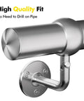 Close-up of Top Shelf 6ft Wall Mounted Stair Handrail Kit Built Tough With Rust Proof 304 Stainless Steel showing sturdy wall mount.