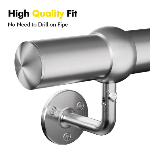 Close-up of Top Shelf 6ft Wall Mounted Stair Handrail Kit Built Tough With Rust Proof 304 Stainless Steel showing sturdy wall mount.
