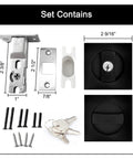 Hidden Pocket Door Lock With Key, Privacy Door Hardware For Bathroom And Bedroom, Recessed Two Sided Lockset set contents