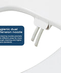 Close-up of hygienic dual extension nozzle on White Elongated Bidet Toilet Seat With Soft Close Lid dual front wash nozzles.
