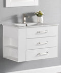White vanity cabinet with 10 Pack 5 Inch 128mm Brushed Satin Nickel Cabinet Handles for kitchen cabinets and drawers, modern bathroom style