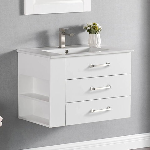 White vanity cabinet with 10 Pack 5 Inch 128mm Brushed Satin Nickel Cabinet Handles for kitchen cabinets and drawers, modern bathroom style