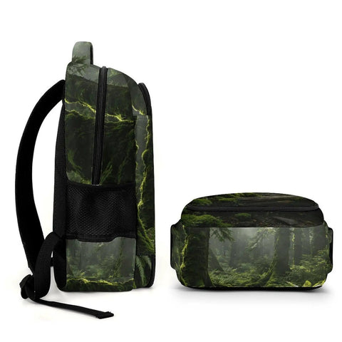 Fern Print Old Growth Forest Unisex Backpack With Large Capacity Built From Durable Polyester for everyday carry side view