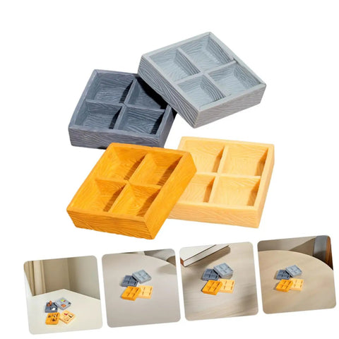 Miniature Storage Box Set For Dollhouse Accessories Made From Durable Resin With Four Grid Compartments Perfect For Storing Candy Nuts Or Tiny Ornaments And Micro Landscape Details For Scene Decor in assorted colors