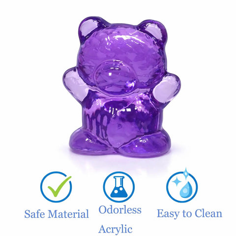 Kid Approved 110 Pieces Translucent Counting Bears With Heavy Duty Plastic Jar Color Sorter, purple bear shaped counter.