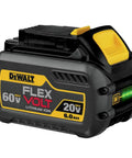 FlexVolt 20V 60V Max Lithium Ion Battery 6.0Ah DCB606 for cordless power, shown with LED display and rugged build