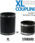 Comparison of XL 7.85" and standard 4.02" flexible pipe couplings, Extra Long 5 Inch Flexible Pipe Coupling For CI Plastic Steel To 5 Inch CI