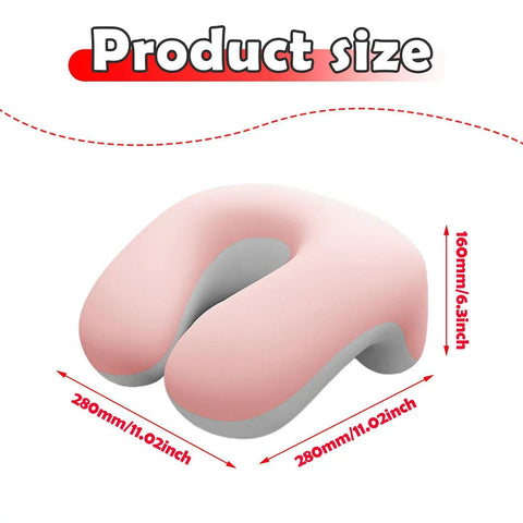 Desk Nap Pillow With Memory Foam Neck Support, Breathable Removable Cover, size dimensions, pink and white cushion