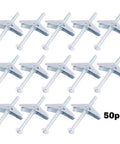 Fifty Pack One Eighth Inch Toggle Bolts For Drywall And Ceiling Mounts Heavy Duty Anchors Kit With Screws Rustproof Galvanized Metal Toggle Anchors For Rock Solid Wall Installations, 50pcs set