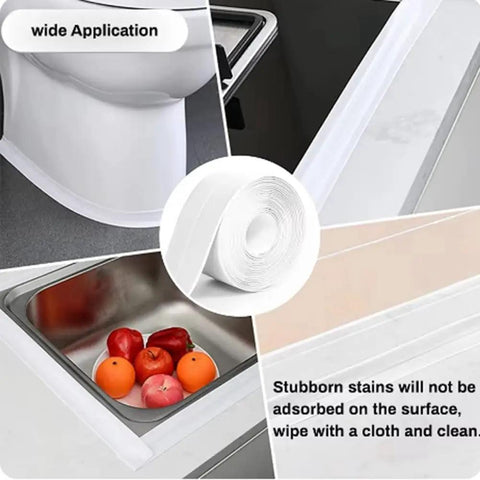 Heavy Duty PVC Sealing Tape For Kitchen Sink And Bathroom Waterproof Oil Proof Caulk Strip That Sticks Like Crazy to seal edges around sink and toilet.