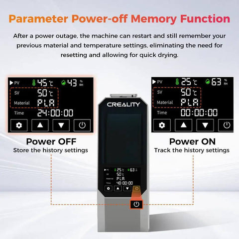 3D Printer Filament Dryer Box With 360 Degree Heating, Upgraded PTC Hot Air System, control display Power-off Memory Function