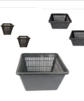 Square Mesh Pond Plant And Flower Baskets Set For Aquaponics And Hydroponics Slotted Plastic Net Cup Pots In 4By4By5 9By9By6 And 13By13By11 Inch Deep Sizes Value 6 Pack For Water Garden Boost.