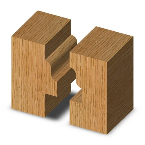 Wooden profile cut by Window Sash Router Bit With One And Three Eighths Inch Cutting Diameter And Seven Eighths To One And Five Eighths Inch Cutting Length, One Half Inch Shank, Carbide Tipped, The Go To Tool For Full Window Sash Stile And Rail Cuts