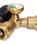 Propane Splitter Adapter With Gauge, 2 Way LP Gas Tee Connector For 20lb Tanks with solid brass construction and gauge