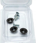 Carbon Steel Marking Gauge Replacement Blades, Heavy Duty Wheel Cutters Plus Fixation Bolts, screws and washers in a clear container.