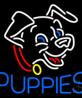 LED Neon Sign With Dimmer, Dope Blue Puppy Theme, 24 Inch Tall By 24 Inch Wide, Black Square Backing, Premium Indoor Sign For Clubs