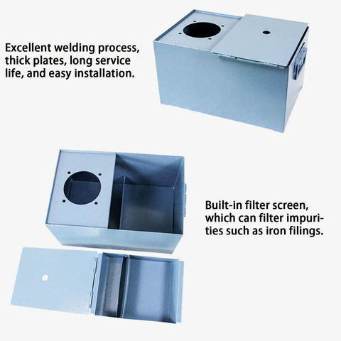 Powerful 90W Submersible Coolant Pump Kit For Lathe And Milling Machines Delivering Robust 25 Liters Per Minute Flow Rate - filter screen box, steel, detailed view.