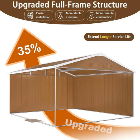 10x12 Ft Heavy Duty Metal Outdoor Storage Shed With Lockable Sliding Door Windows And Ventilation Weatherproof Garden Shed