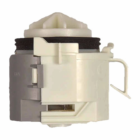 Dishwasher Drain Pump Replacement 00631200 OEM Quality White in side view showing durable design.