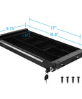 Slick Under Desk Pull Out Drawer With Lock Smooth Glide Metal Slide Organizer Tight Office Storage Solution Featuring Noiseless Rolling Tracks And Divided Compartments For Keeping Your Workspace Chill And Tidy, showing dimensions and key features.