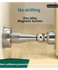 Stainless Steel Magnetic Door Stopper With Strong Hold Safety Catch For Interior Rooms And Bedrooms In Sleek Black Design To Limit Door Movement Securing Fixed Positions Smoothly, showing magnetic suction design.