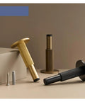 Heavy Duty Brass Door Stopper With Knurled Texture For Floor Wall Mount, Solid Metal Bumper Keeps Doors Open Securely While Adding Chic Retro Style To Your Home, displayed with screws.
