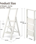 Aluminum 3 Step Foldable Ladder With U Shaped Handgrip Lightweight Home Utility Stool For Kitchen Garage Garden Indoor Outdoor Use Reach High Shelves And Cabinets 44.88 inch tall, 330 lb capacity