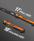 Folding Pruning Saw With 7 Inch SK5 Steel Blade Triple Ground 7TPI Teeth 3 Angle Lock Non Slip Handle Portable Hand Saw For Tree Trimming Camping Gardening Landscaping shown in full and folded sizes