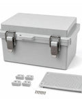 Rugged IP67 Outdoor Electrical Junction Box ABS Weatherproof Enclosure featuring darn solid sealed rubber gasket and accessories.