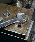 42 Series 17-Piece Metric Wrench Set with 12-Point Box Ends and 15 Degree Offset, alloy steel wrench on industrial bolt
