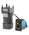 Heavy Duty 120W Single Phase Gear Motor With Speed Controller For Industrial Machinery Textile Works Die-Cast Aluminum Build And Double Bearings close-up of gear motor and speed controller.