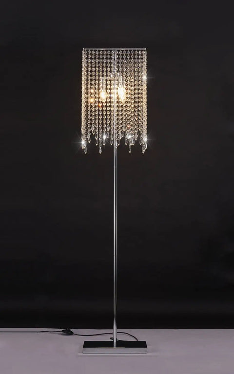 Crystal Lava Floor Lamp With Raindrop Sparkle, Silver Standing Light For Bedroom And Living Room, Perfect Gift For Weddings