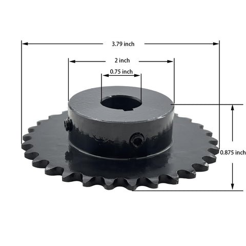 35B30 Roller Chain Sprocket For ANSI 35 Chain, 30 Teeth, Type B, Three Quarter Inch Bore, Hardened 1045 Carbon Steel