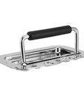 8 Pack Heavy Duty Recessed Pull Handles with Spring Loaded Grip for Toolbox and Barn Door, carbon steel silver finish, close-up view