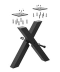 X Shape 16 Inch Metal Bench Legs Set For Coffee Tables And End Tables Beefy Heavy Duty Carbon Steel With Rust Resistant Powder Coat Finish 16 Inch Tall By 15.7 Inch Wide Mid Century Modern Design Built To Last shown with hardware