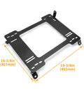 Two Race Car Seat Base Mounting Brackets With Rail Track For Civic EG CX DX EX Integra, black bracket, dimensions shown