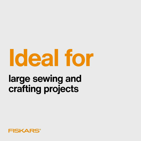 Fiskars self-healing cutting mat ad on gray background; orange Ideal for text and Fiskars logo