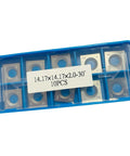 Pack of 10 premium solid tungsten carbide square insert blades, 14.17x14.17x2 mm, for woodworking and jointer heads.