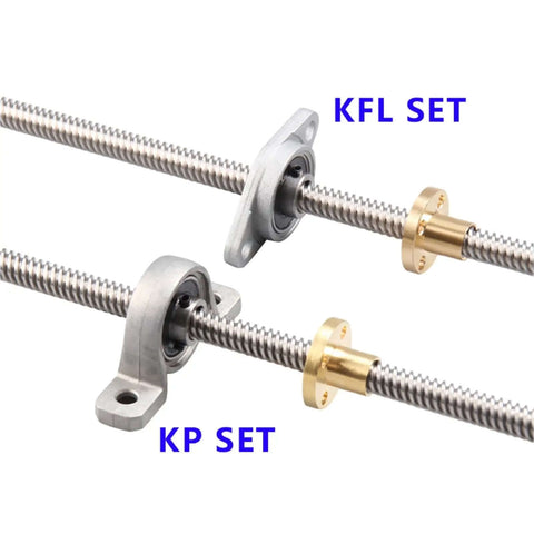 Kick Your 3D Printer Up A Notch With This Premium T8 Lead Screw Kit Featuring Two 1000mm X 2mm Pitch Rods, Dual KFL08 Flange And KP08 Pillow Block Bearings Plus A Smooth 5x8 Coupler For Epic Z Axis Precision And Reliability Anytime. T8 lead screw kit with 1000mm rods, KFL and KP bearings, and 5x8 coupler