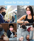 People wearing 60 Pack KN95 Masks With 5 Layer Filtration Cup Design And Adjustable Nose Clip And Ear Loops For Adults