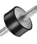 Badass Heavy Duty Rubber Shock Absorber Mount Crafted With Sharp Metric Male To Male Threads For Boat Car And Industrial Engine Vibration Damping Bobbin Pad 75X40MM angled view with steel threads
